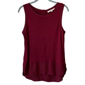 Ann Taylor LOFT Women's Cranberry Sleeveless Tank Top Blouse w/ Sheer Hem Small